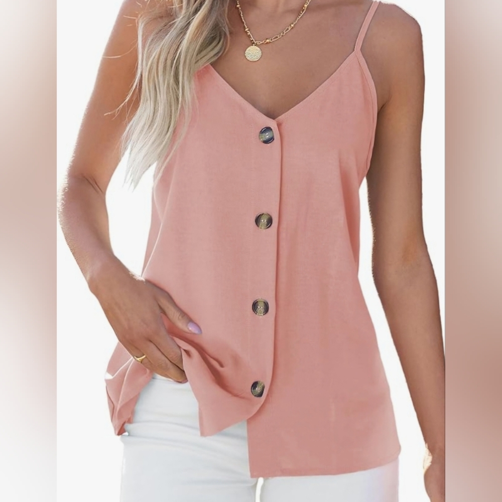 Button front light pink Cami top
